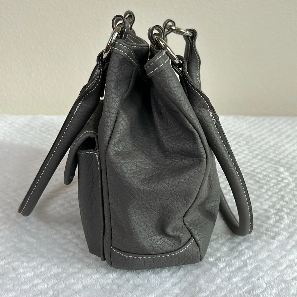 Rosetti Gray Mini Tote Shoulder Bag Faux Leather Vintage Purse - Picture 7 of 17